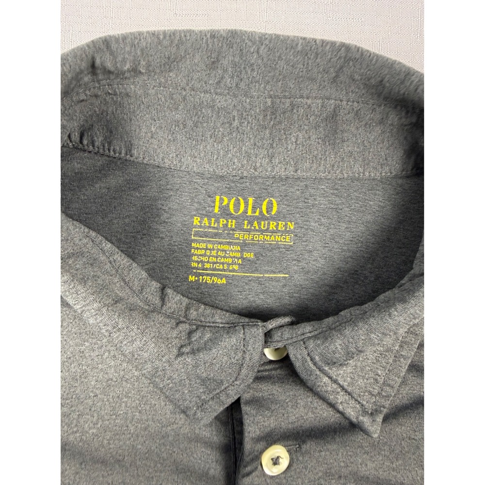 Polo Ralph Lauren Performance Mens Medium Gray Short Sleeve Pony Logo Polo Shirt - Picture 6 of 8